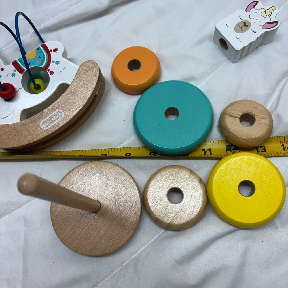 Little Tikes Wooden Critters Llama corn shape Stacking Toy Set & Busy beads